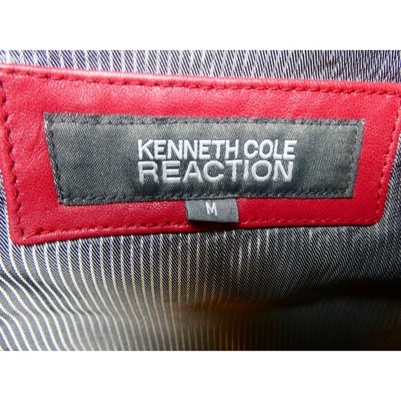 Kenneth Cole Reaction 100% Leather Red Jacket Women's Size M - Picture 7 of 8